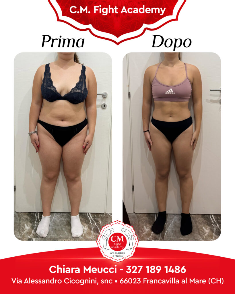 Prima e dopo percorso di personal training alla CM Fight Academy