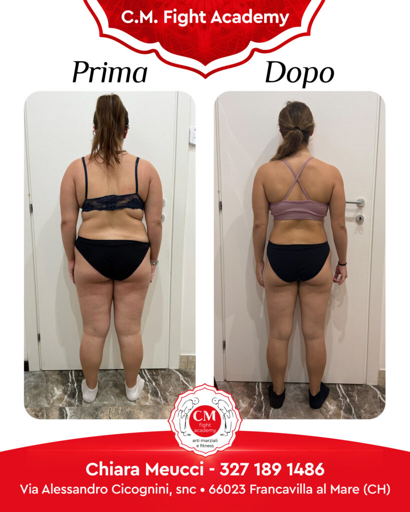 Prima e dopo percorso di personal training alla CM Fight Academy