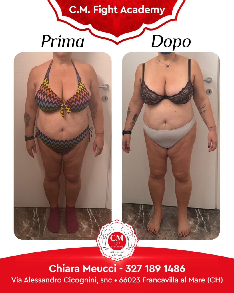 Prima e dopo percorso di personal training alla CM Fight Academy