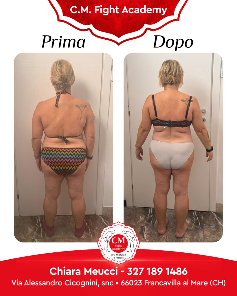 Prima e dopo percorso di personal training alla CM Fight Academy