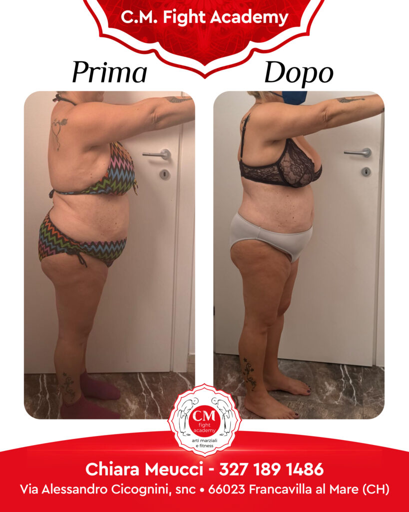 Prima e dopo percorso di personal training alla CM Fight Academy