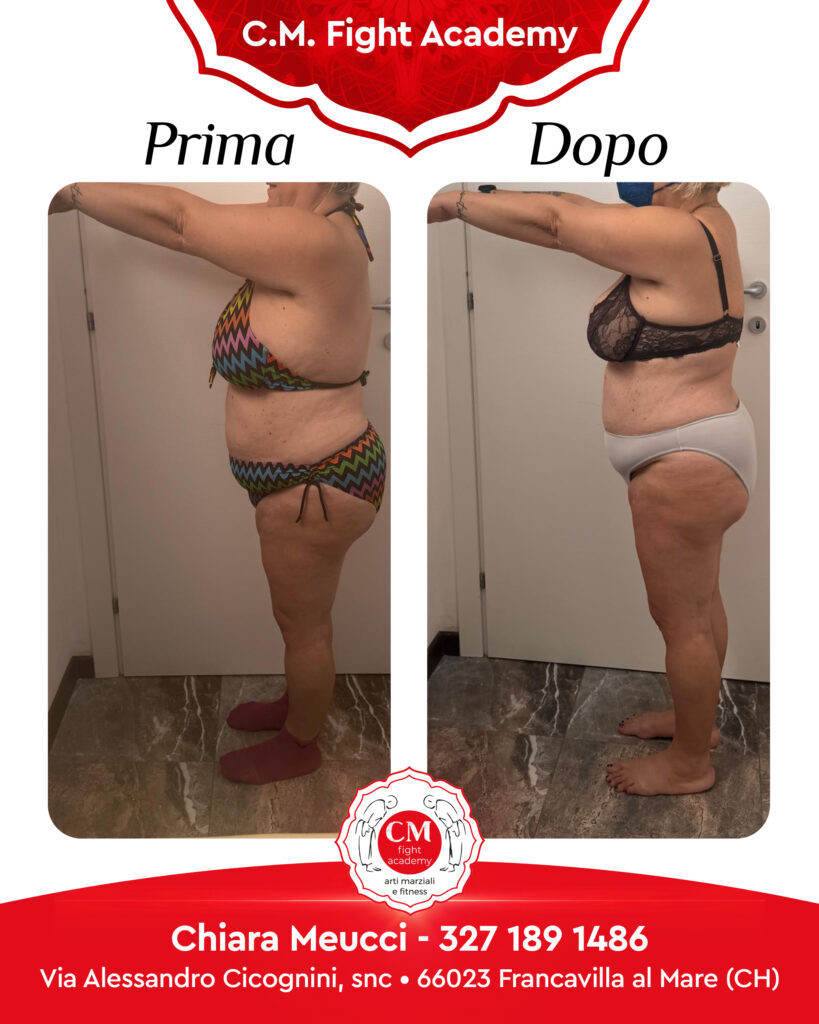 Prima e dopo percorso di personal training alla CM Fight Academy