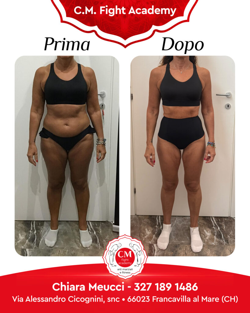 Prima e dopo percorso di personal training alla CM Fight Academy