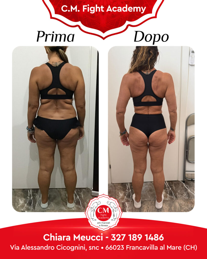 Prima e dopo percorso di personal training alla CM Fight Academy