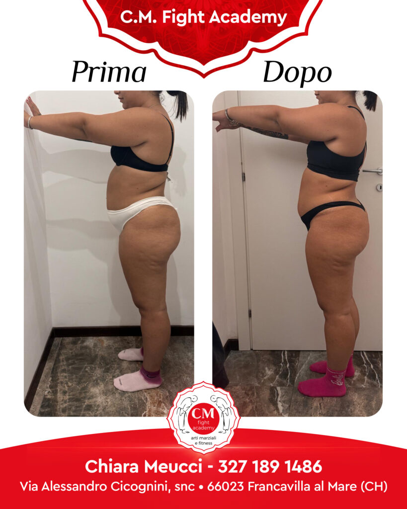 Prima e dopo percorso di personal training alla CM Fight Academy