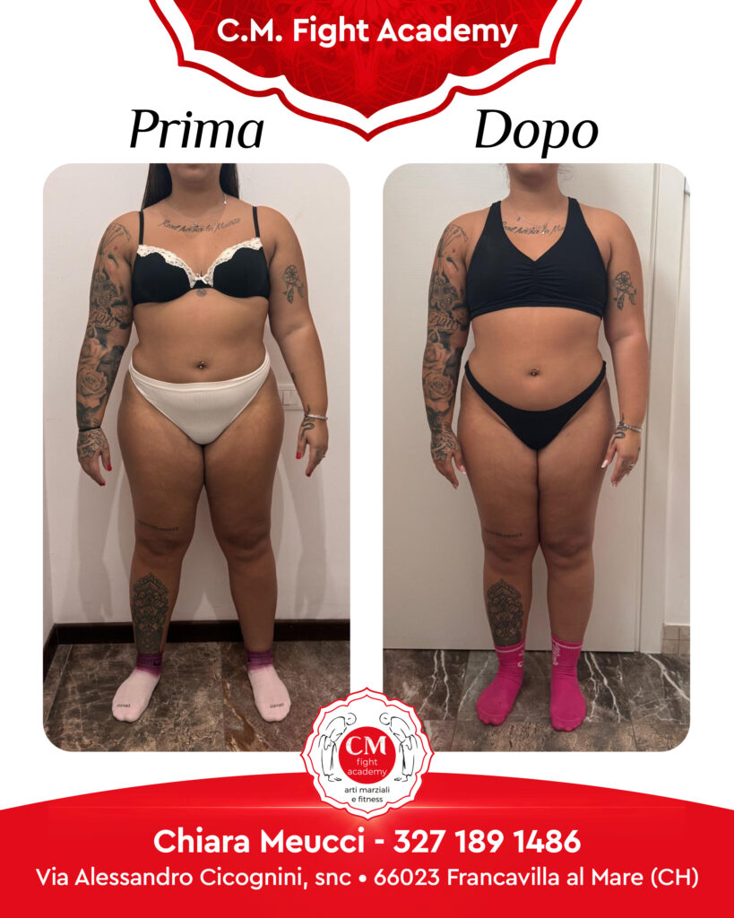 Prima e dopo percorso di personal training alla CM Fight Academy