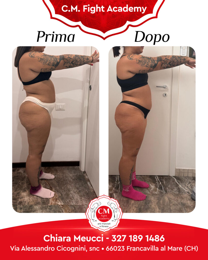 Prima e dopo percorso di personal training alla CM Fight Academy