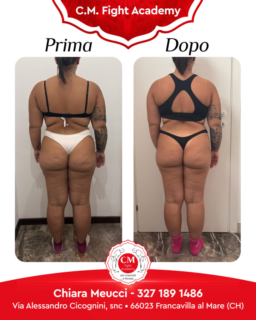 Prima e dopo percorso di personal training alla CM Fight Academy